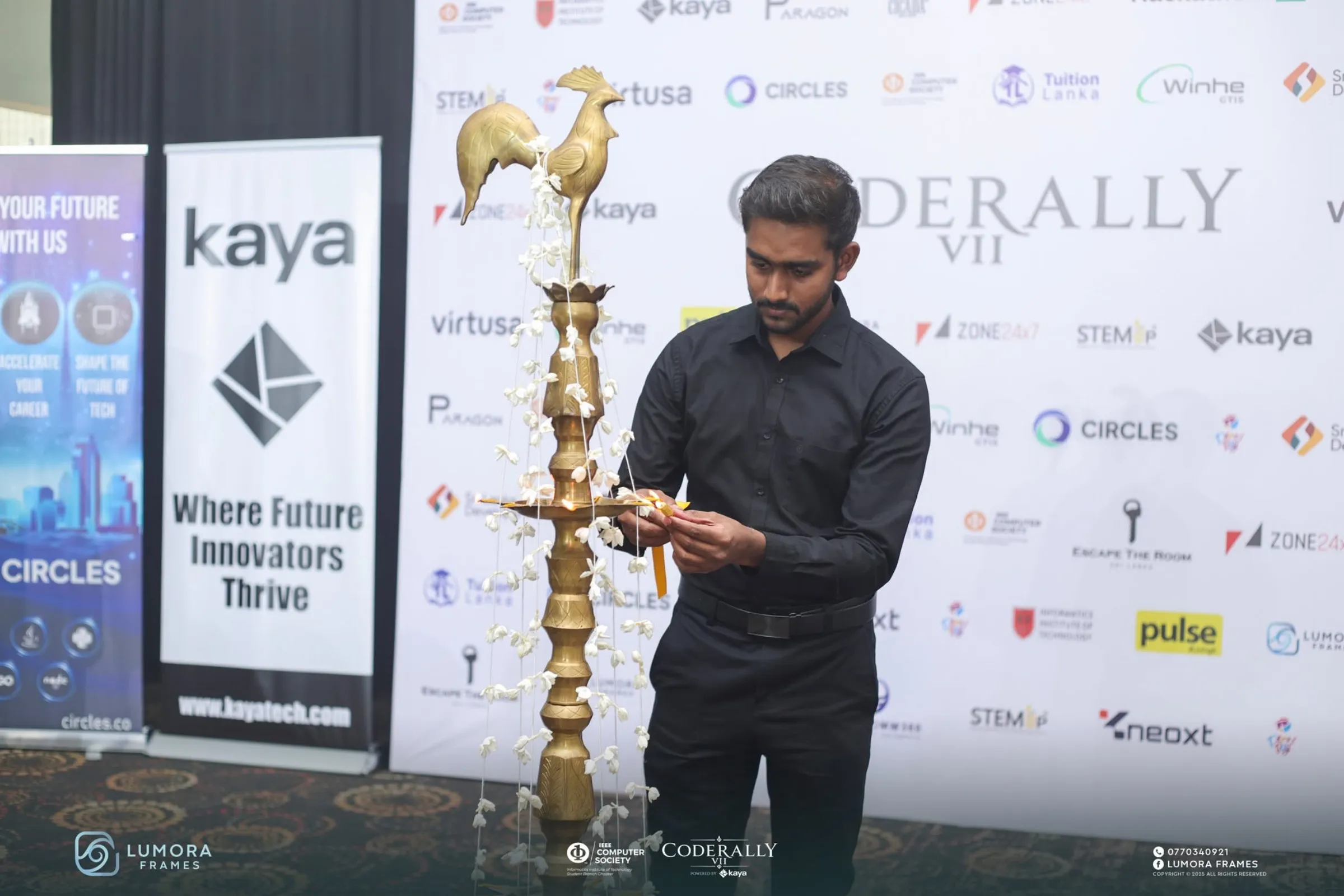 Lighting the traditional oil lamp to open CodeRally VII