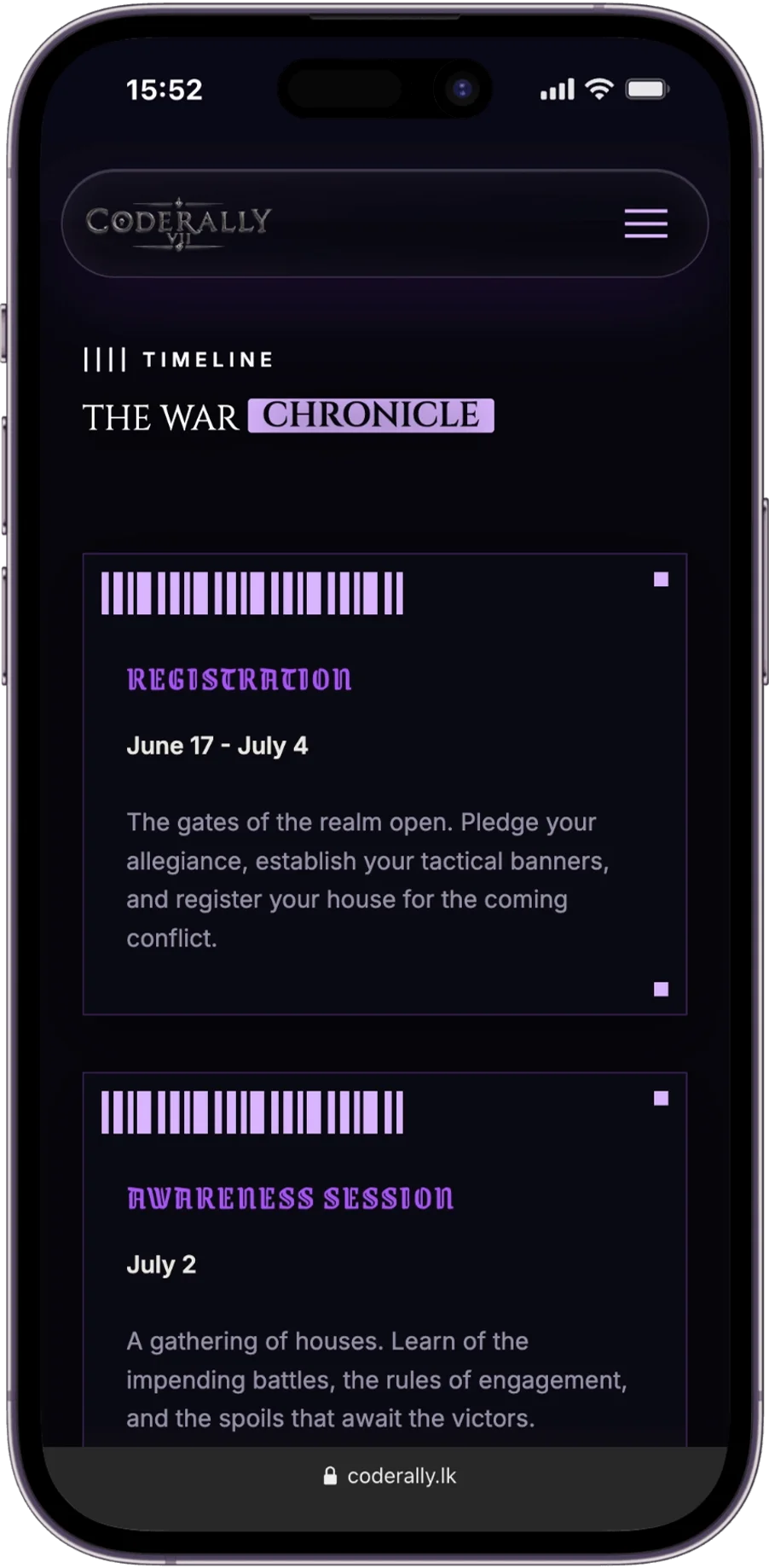 Timeline cards on mobile