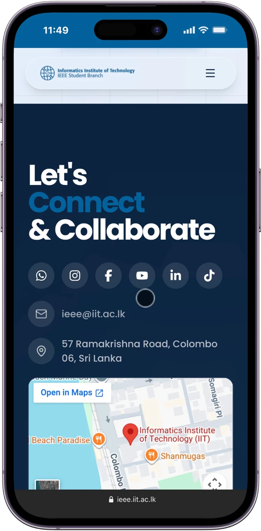 Contact and map on mobile