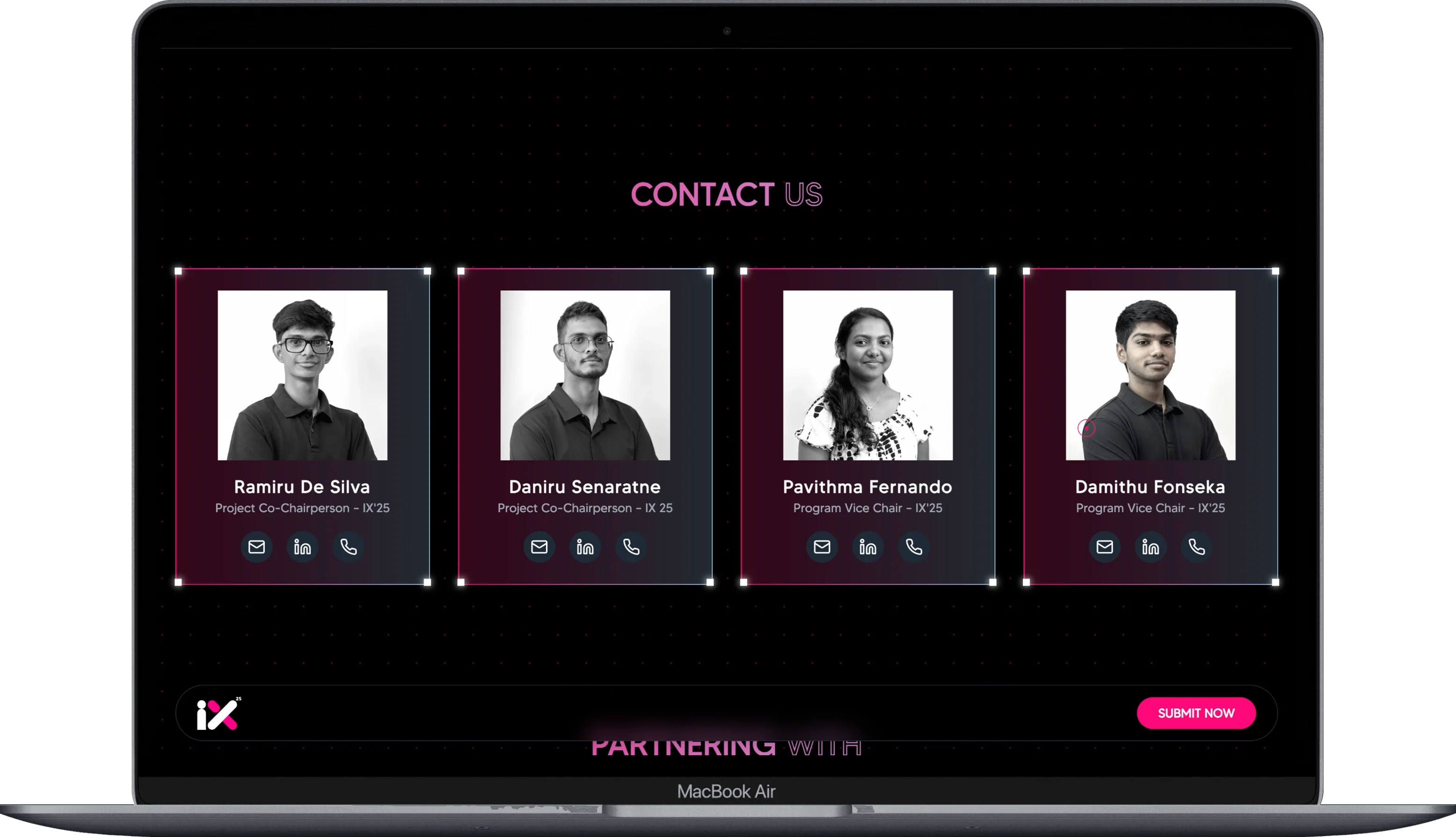Organizing committee contact cards