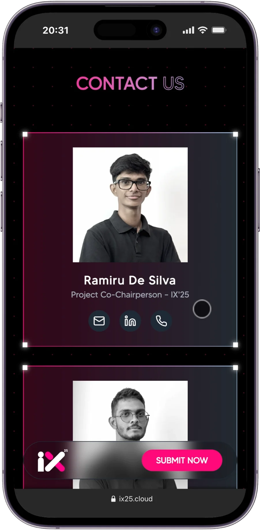 Contact cards on mobile