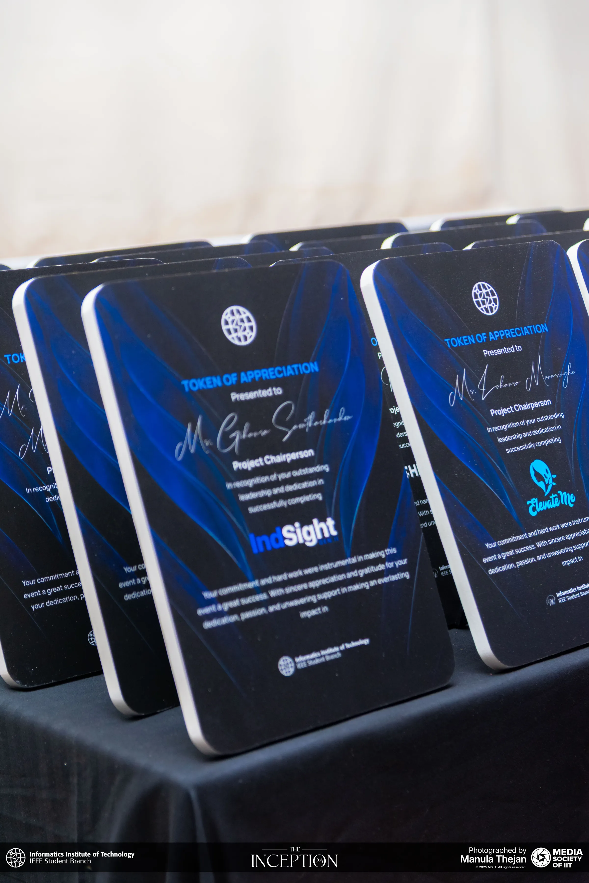 Tokens of appreciation lined up for the ceremony